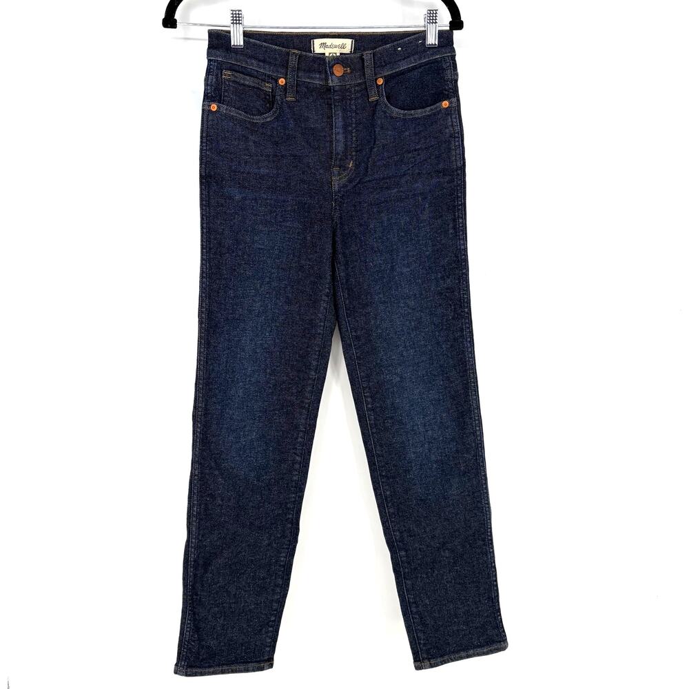 Madewell Mid-Rise Stovepipe Jeans Women's Size 26 Dark Wash Straight Leg - Picture 2 of 10